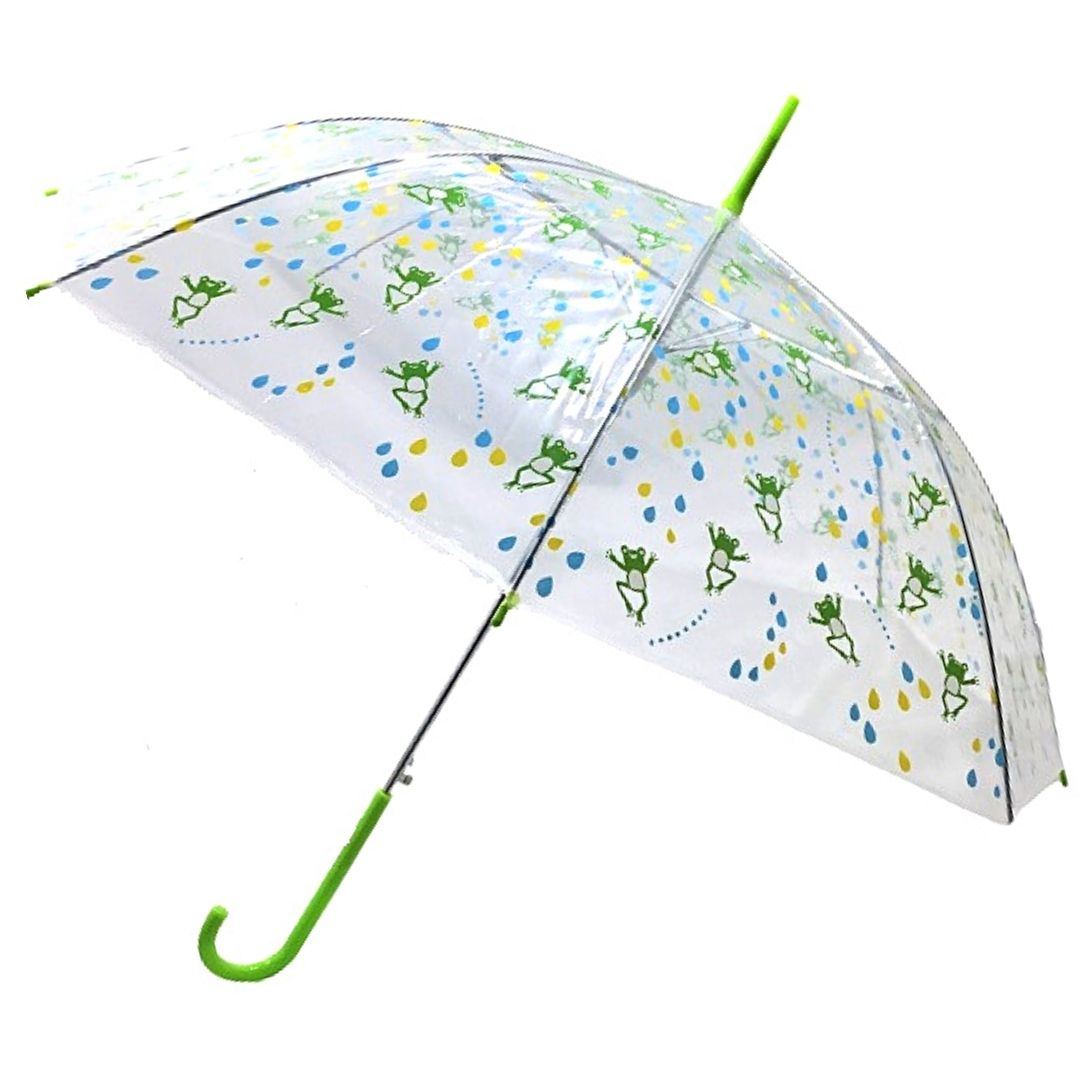 【和雑貨】【和土産】ビニール傘　かえる　緑　青　かさ　雨　雨がさ　ジャンプがさ　婦人　子供