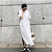 シンプルだから素材に拘る ロングTシャツ スカート 夏 マキシ ワンピース 韓国ファッション レディース