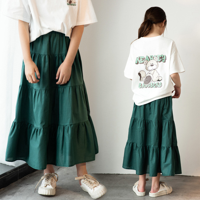 「130－165号」女の子 フリル コットン素材 スカート ボトムス キッズ 子供服