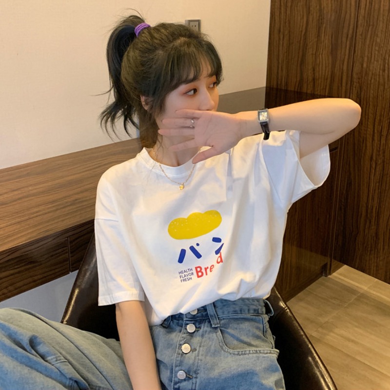 Tシャツ レディース トップス 夏 新作 半袖 シンプル プリント 女の子 韓国風