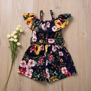 全2色「80－110号」女の子 花柄 オールインワン カバーオール ノースリーブ キッズ 子供服