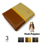 全3色　Hush Puppies ハッシュパピー リアルレザー トリコロールカラー 二つ折り財布 ファスナー小銭入れ