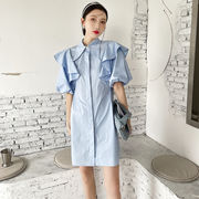 夏 新作 ロングシャツ スカート シングルブレスト ワンピース ベスト レディース 韓国ファッション