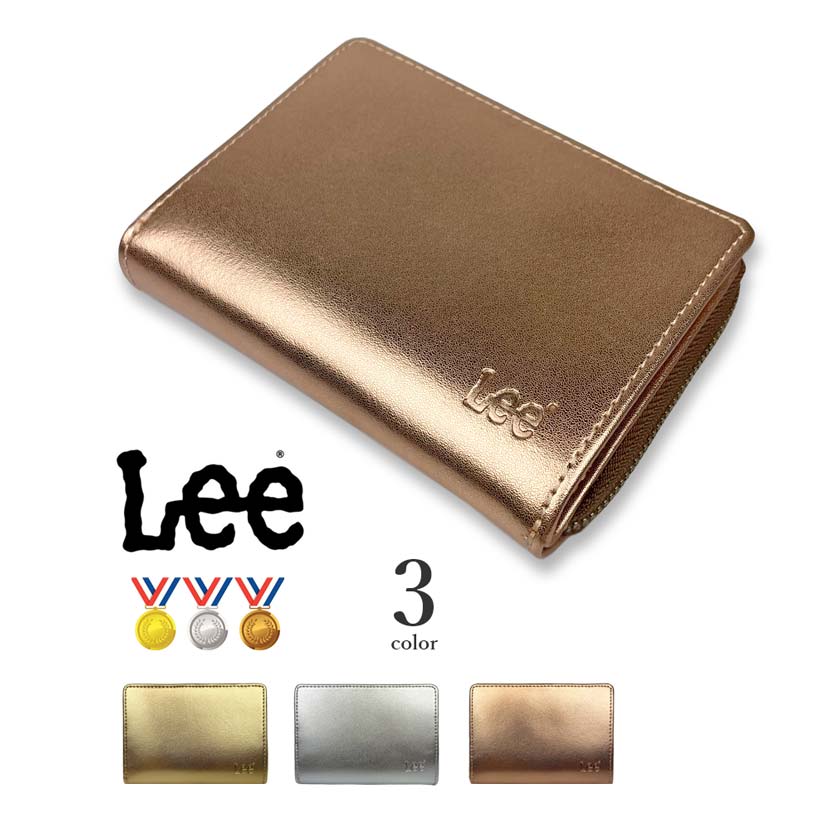 全3色】 Lee リー リアルレザー メダルカラーデザイン 二つ折り財布