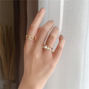 即納　韓国ファッションアクセサリー　パール＆ビジューリング　指輪