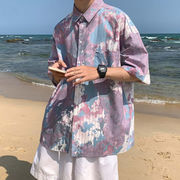 夏　メンズ服　ビーチ風　花柄　半袖シャツ　カジュアル　大きいサイズ　ストリート系