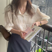 拘りの、大人可愛いデザイン パフスリーブ シャツ 夏 上着 トップス レディース 韓国ファッション