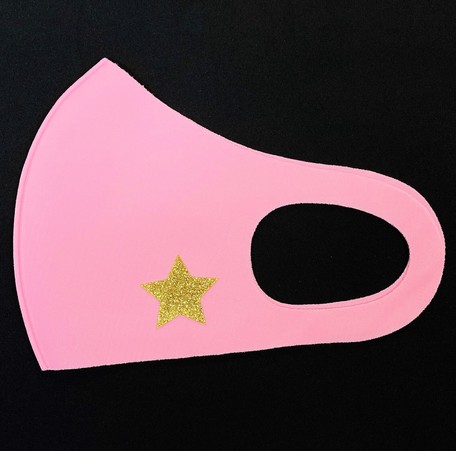 ラメマスク スタ－柄ピンク色