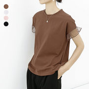 韓国風 Tシャツ 2024年夏新作 半袖シャツ ラウンドネック レディーストップス 着回し 4色