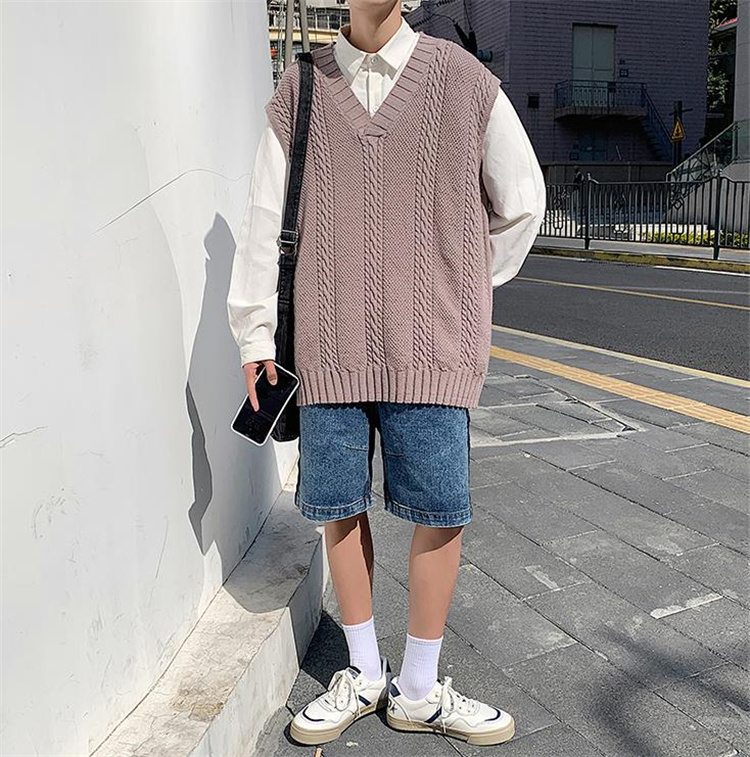 カラバリ豊富 韓国ファッション ニットベスト セーター 学院風 スリム ベスト Vネック