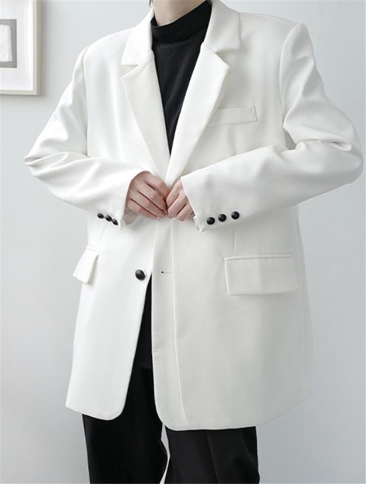 韓国ファッション2021 春秋ファッション ピュアカラー スーツ コート カップル ゆったりする イレギュラー