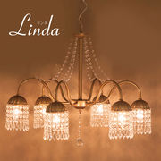 【LED対応 E12/40W水雷型】クリスタルガラス シャンデリア LINDA リンダ（6灯）
