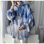 韓国ファッション 絞り染め 長袖 シャツ 男性 ファッション ハンサム デザイン 怠惰な風 カジュアル