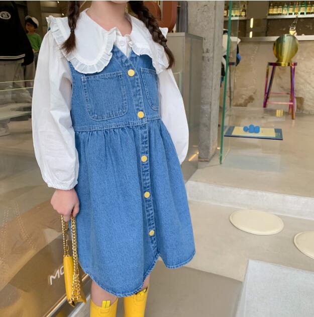春秋新作　女の子 子供 ツーピーススーツドレス ファッション ペティスカートストラップドレス 韓国風