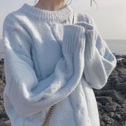 秋冬　ニットトップス　セーター　無地　ビンテージ　韓国ファッション　オシャレ