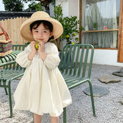 韓国ファッション 2021 秋 新品 子供 ふくらんでいるドレス 宮殿の袖 カジュアル ベビードレス