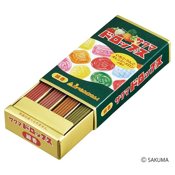 【新登場！企業コラボ商品！パッケージもそっくりお菓子の香りのお線香】サクマドロップス ミニ寸線香