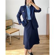 韓国ファッション 2021 秋 学院風 セット スーツ コート+ハイウエスト スカート 気質 ファッション