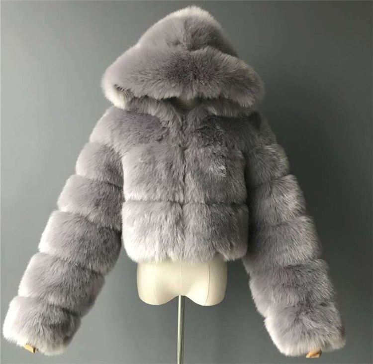 早い者勝ち 2021 イミテーションファー コート 縫付 フード付き 短いスタイル 長袖 婦人服 暖かい