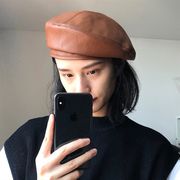 秋冬レディース帽子　PUベレー帽　ビンテージ　クラシック　韓国ファッション