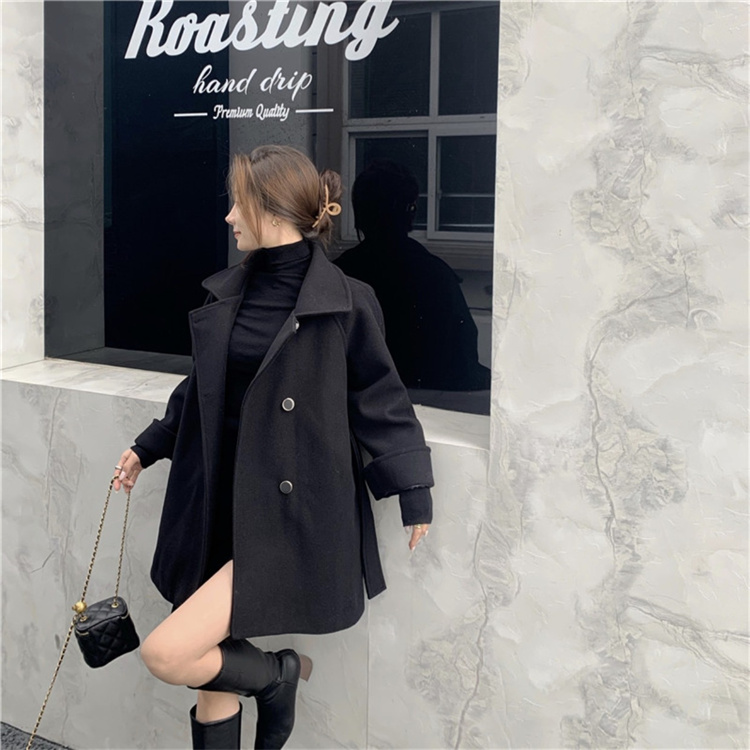 高級感たっぷり 韓国ファッション ポンチョ コート トレンド 両面カシミヤコート 短いスタイル