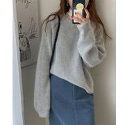 韓国ファッション セーター ラウンドネック シンプル 学院風 ニットトップス