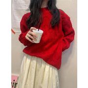 元気少女の衣装 ゆったりする セーター 麻の花 ニット トップス ピュアカラー シンプル