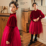 「110-160号」女の子 クリスマスのドレス 裏フリースボア 長袖ワンピース キッズ 子供服
