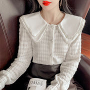 ピュアカラー 人形の襟 気質 レディース シャツ デザインセンス 気質 長袖