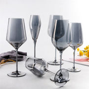 欧米風 電気メッキ スモーキーグレー クリスタル ガラス ゴブレット 赤ワイングラス シャンパングラス