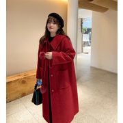 韓国ファッション 秋冬 2021 大きいサイズ 婦人服 人形の襟 チェスターコート ゆったりする 上品映え