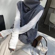 韓国ファッション 2021 冬 気質 レトロ ニット ベスト ゆったりする タートルネック 袖なし タンクトップ