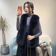 カラバリ豊富 秋冬物 2021 気質 ピュアカラー 毛皮 若い イミテーションフォックス ベスト ファッション