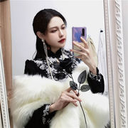 韓国ファッション ぬいぐるみ チャイナドレス ストール フェイクファー ポンチョ スカーフ 秋冬