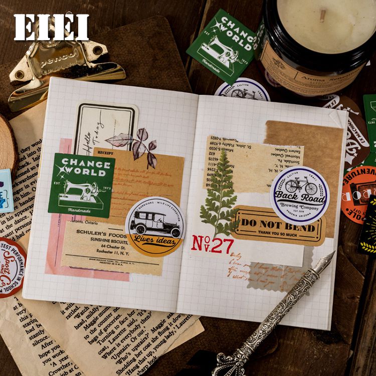 海外ステッカー 海外シール ヴィンテージ シール 45枚 箱入り フレーク