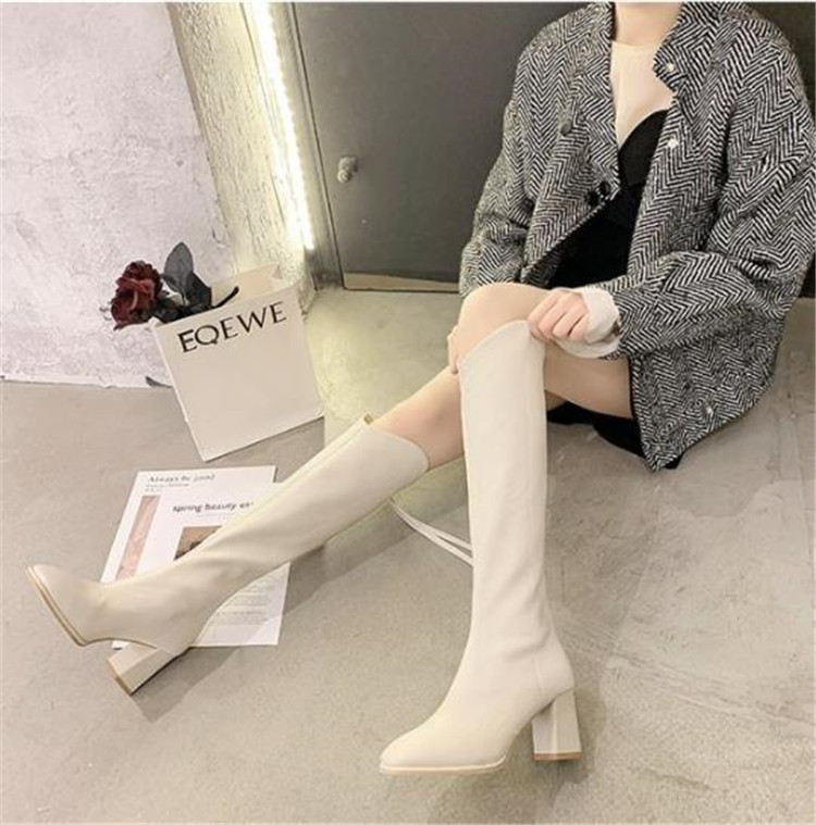 2021年冬新作 ピンヒール 太いヒール 騎士ブーツ ファッション ロング 
