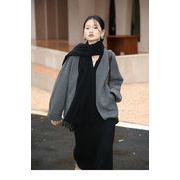 素敵なデザイン 韓国ファッション クラシック 羊毛 両面ウールコート 短いスタイル Vネック ウールコート