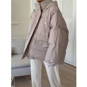 韓国ファッション 2021 冬 気質 ゆったりする 厚手 暖かい フード付き 綿の服 トレンド