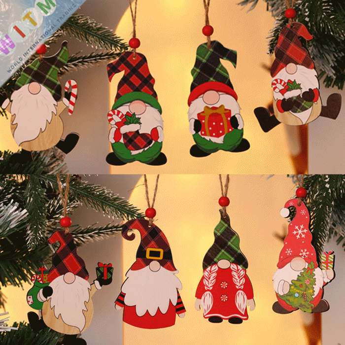 Christmas限定 サンタ 木製チャーム クリスマス ツリー飾り ウォールデコレーション 装飾