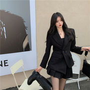 韓国ファッション デザインセンス 気質 綿を挟む スーツ コート プリーツ スカート セット オシャレ