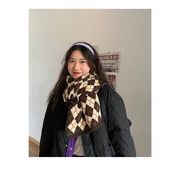韓国の人気爆発 早い者勝ち ニット 格子縞 スカーフ 秋冬 学生 カップル 暖かい 厚手 スヌードファッション
