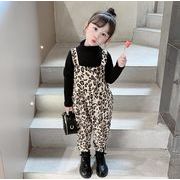 子供服 　キッズ　　豹柄2点セット 　インナー+ロンパース　セットアップ 韓国ファッション