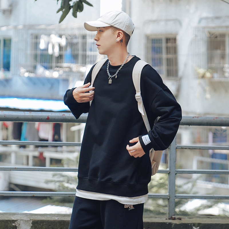 メンズファッション 偽二枚 無地トレーナー 男女兼用 ストリート系 トップス 21新作 秋冬 全5色 アパレル ゼットジー 株式会社men 問屋 仕入れ 卸 卸売の専門 仕入れならnetsea