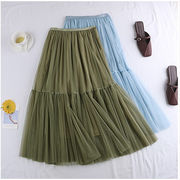 魅力100％ 完璧な体型カバー 大人気 無地 ベーススカート小さい新鮮な 中・長セクション メッシュスカート