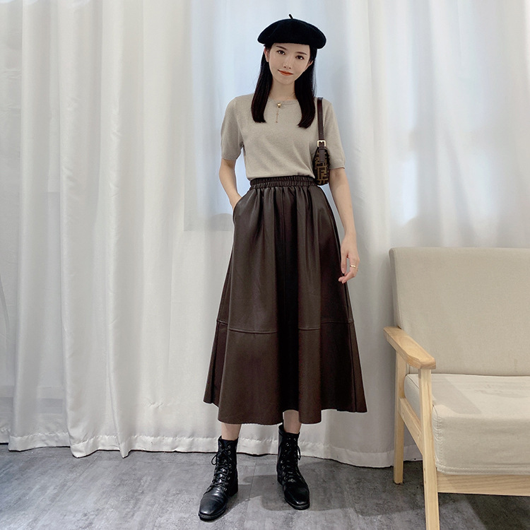 スカート　ロングスカート　PU　レディース　韓国ファッション　全7色