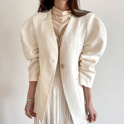 【2021INS 新作】初秋 シンプル長袖 無地 カーディガン 可愛い ランタンスリーブ ゆったり コート韓国風