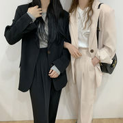 【2021INS 新作】超気質 クール レトロ 無地 シンプル シャツコート＋ロングパンツ セット絶対流行通勤