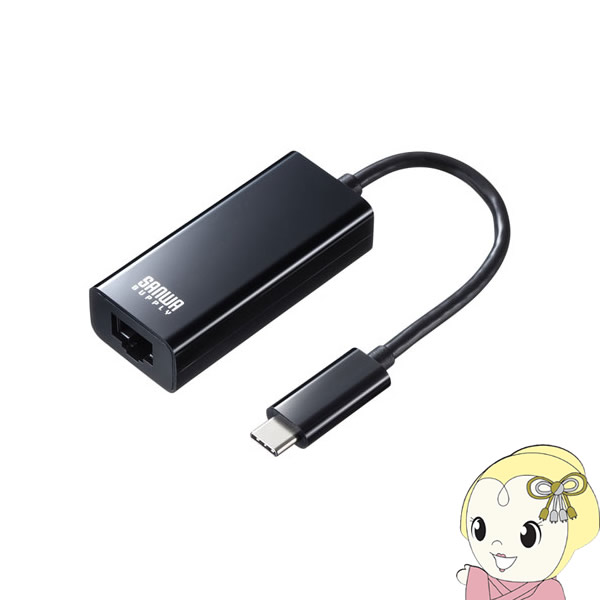 サンワサプライ 有線LAN アダプタ （USB Type-C - LAN変換・Gigabit対応・ブラック） USB-CVLAN2BKN