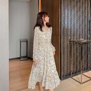 2022新品 韓国ファッション レディース ワンビース 気質 花柄 スカート  おしゃれな レトロ