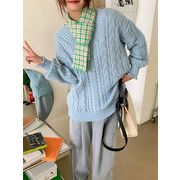 でも韓国好きの人にはめちゃめちゃオススメ ニットセーター シンプル ピュアカラー ゆったりする